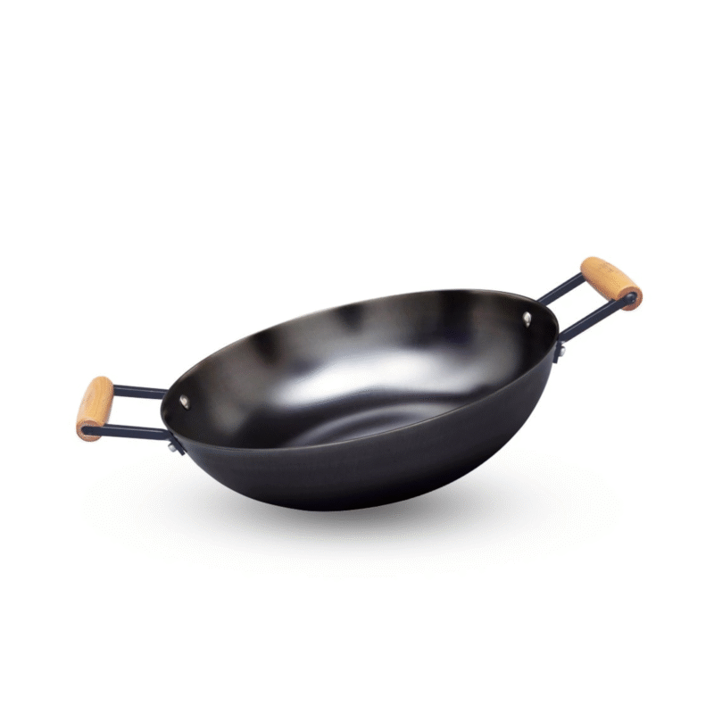 La gourmet Nitrigan 36 x 10cm Cast Iron Wok with Two Wooden Handles, 6L (IH)