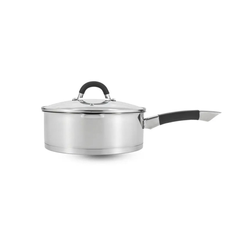 La gourmet Aura 24×8.5cm Deep Frypan with Strainer, Glass Lid & Silicone Handle, 3.8L