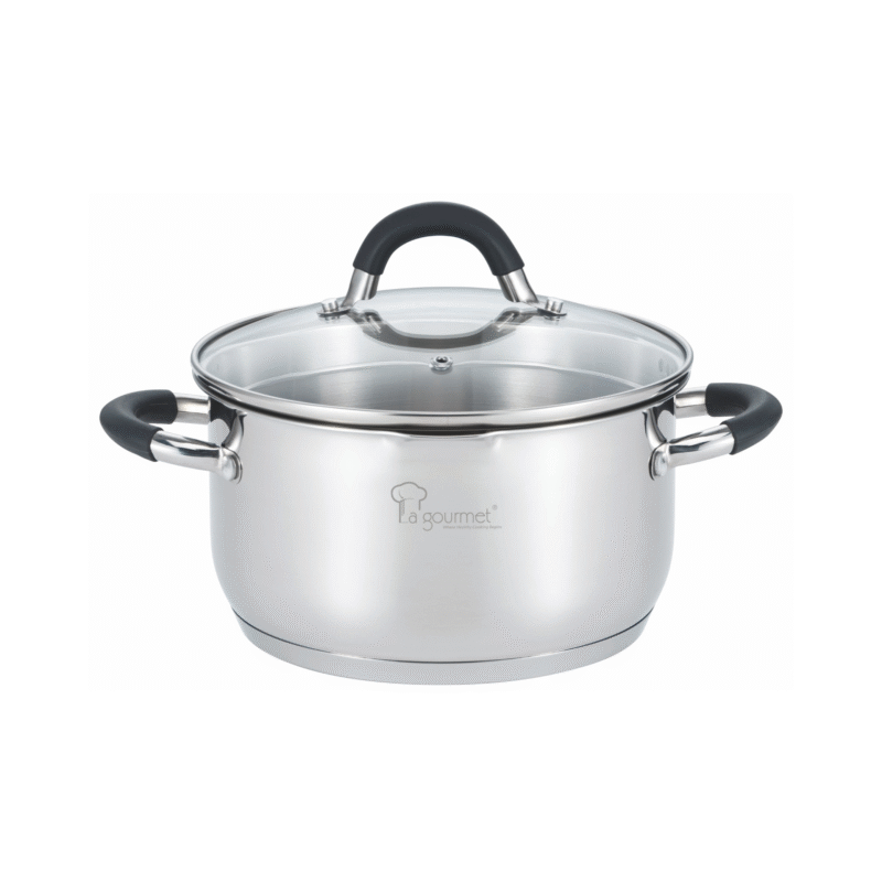 La gourmet Aura 20x11cm Casserole with with Strainer, Glass Lid & Silicone Handle, 3.4L
