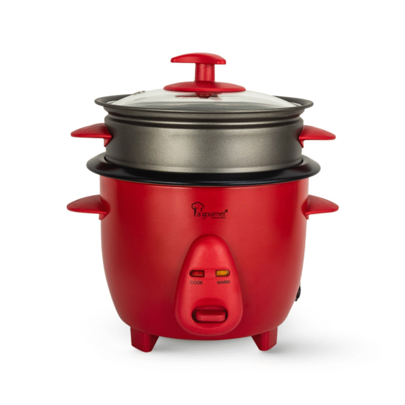 La gourmet 0.6L Rice Cooker with Non-stick Steamer - Imperial Red