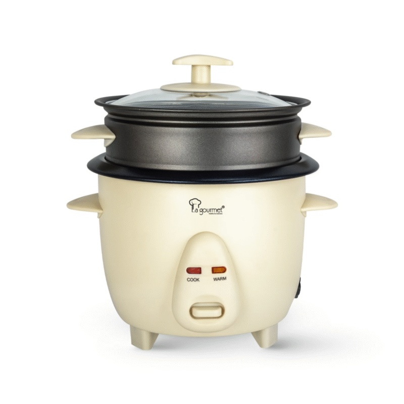 La gourmet 0.6L Rice Cooker with Non-stick Steamer - Vanilla Cream