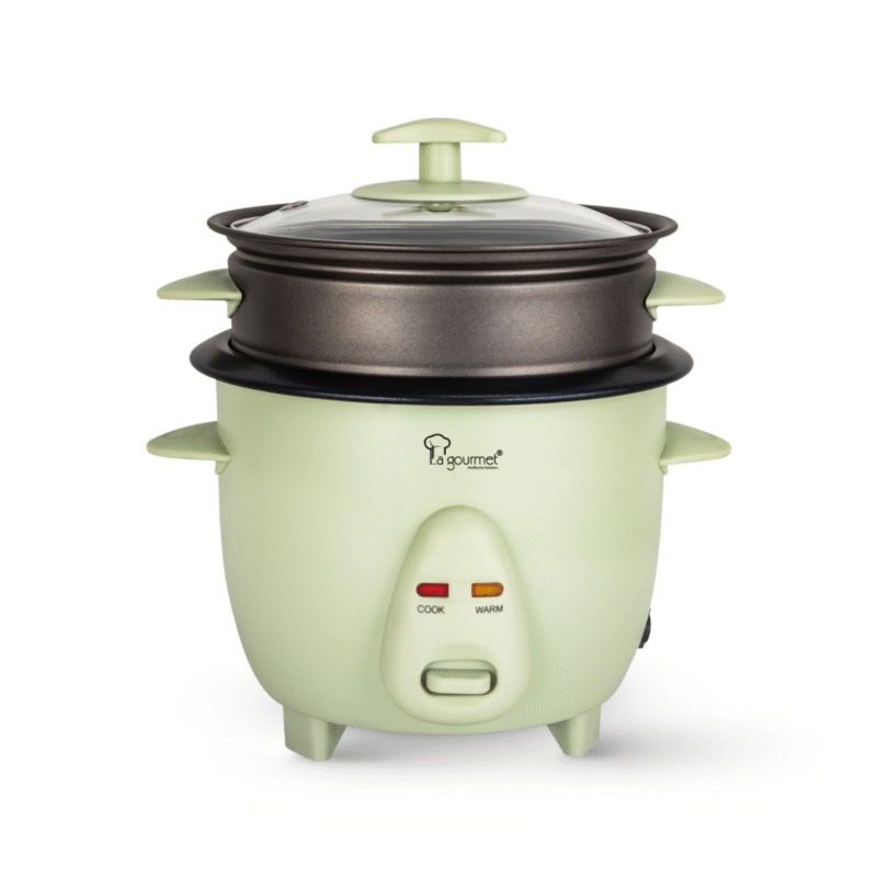 La gourmet 0.6L Rice Cooker with Non-stick Steamer - Mint Green
