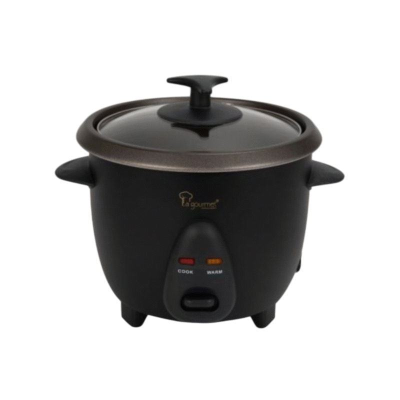 La gourmet 0.6L Rice Cooker with Non-stick Steamer - Coal Black