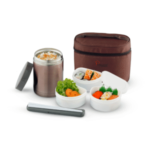 La gourmet Sakura 0.58L 4pcs Sakura Small Food Jar + Chopsticks & Pouch