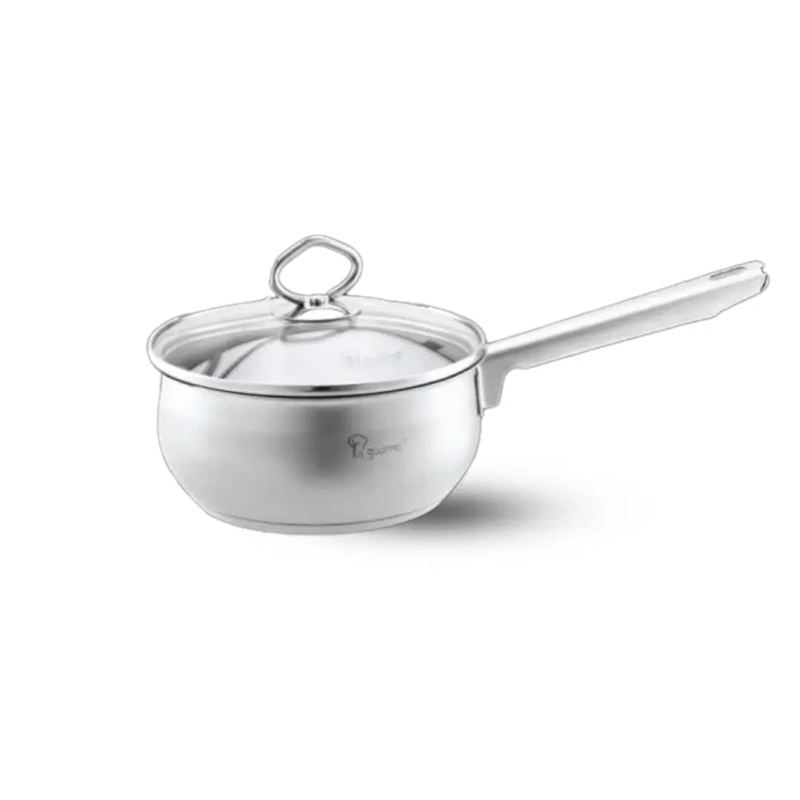 La gourmet Classic 16 x 7cm Stainless Steel Saucepan with Glass Lid, 1.5L (IH)