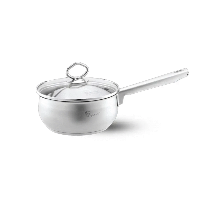 La gourmet Classic 18 x 7cm Stainless Steel Saucepan with Glass Lid, 2L (IH)