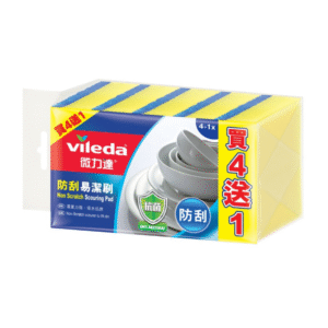 Vileda Non Scratch Sponge Scouring Pad 4+1s