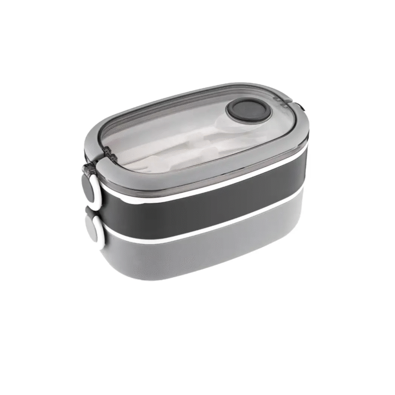 La gourmet Snack N’ Sip 1.6L 2-Tier Tiffin Carrier Grey