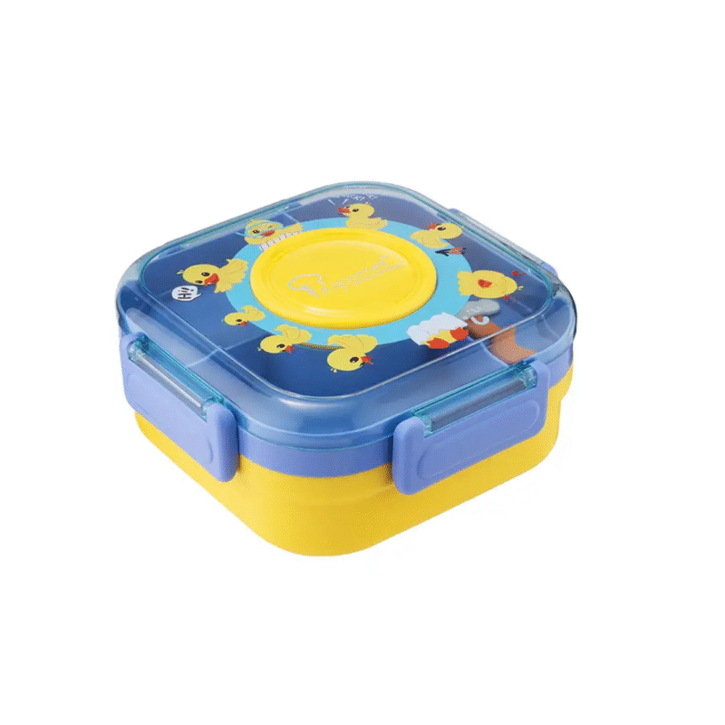 La gourmet Sassy Kids 1250ml 3 Compartment Lunch Box with Spoon – Duck