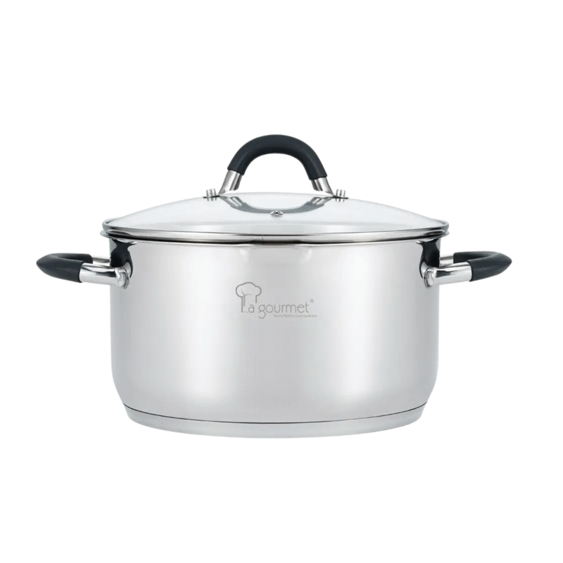 La gourmet Aura 24cm Casserole – 18/10 Stainless Steel, 5.8L