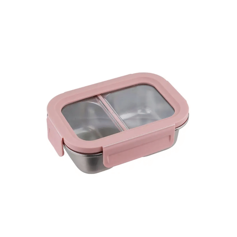 La gourmet INOX316 Stainless Steel Lunch Box (Pink) - 600ml with Divider