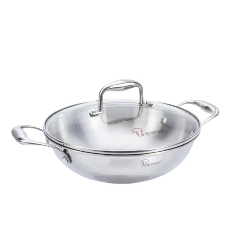 La gourmet Elite 24cm 18/10 Stainless Steel Wok, 2.5L (IH)