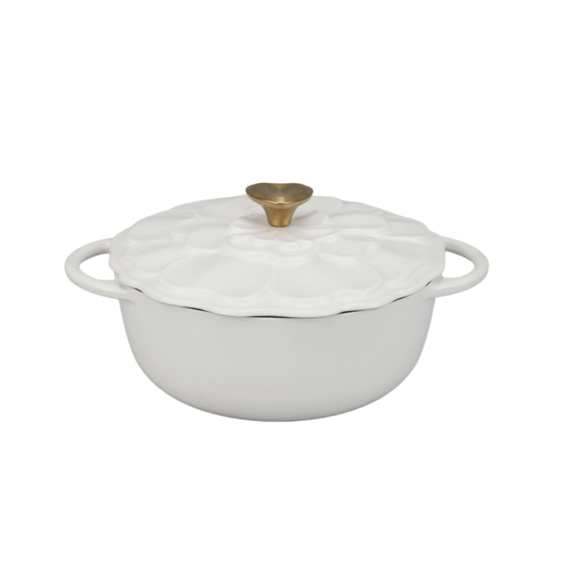 La gourmet La Fleur 20 x 8.5cm Enameled Cast Iron Casserole, 2L - Gardenia