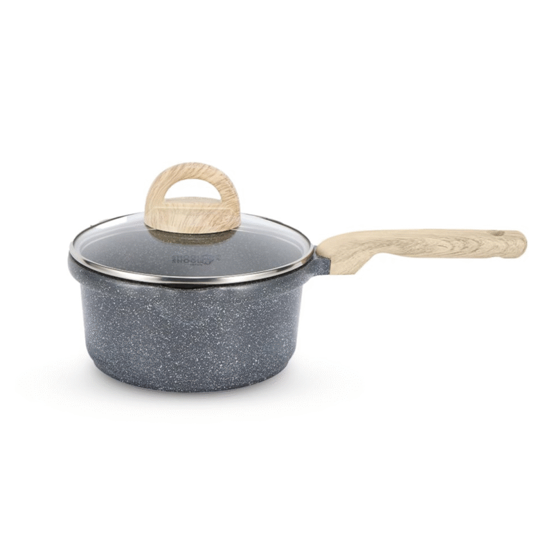 Shogun Granite Plus Ceragan Ceramic 18 x 9cm Non-stick Saucepan with Glass Lid, 1.8L (Induction)
