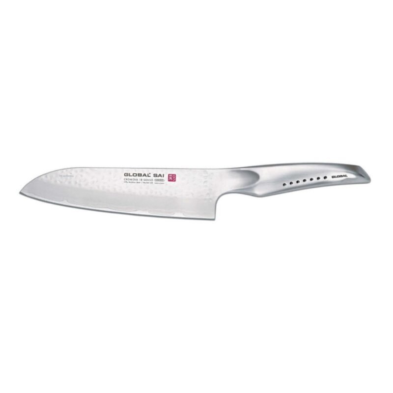 Global Sai 19cm Japanese Santoku Knife with Hammer Finish