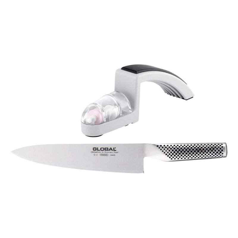Global 2pcs Starter Set (Cook's Knife 20cm & Sharpener)