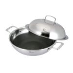 La gourmet Galactic 36 x 10.5cm Stainless Steel Honeycomb Non-stick Wok with Stainless Steel Cover, 7L (IH)