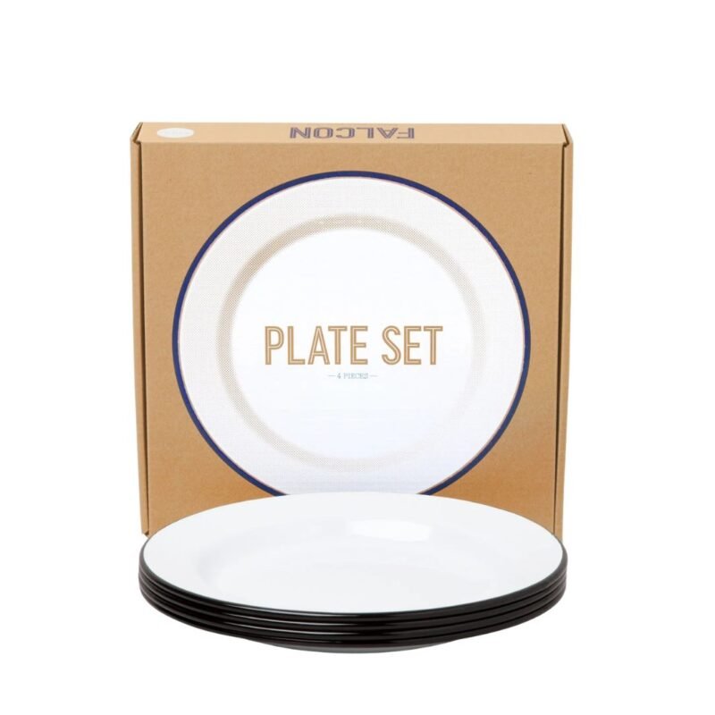 Falcon Plate 24cm (4pcs/set) - White/Coal Black Rim