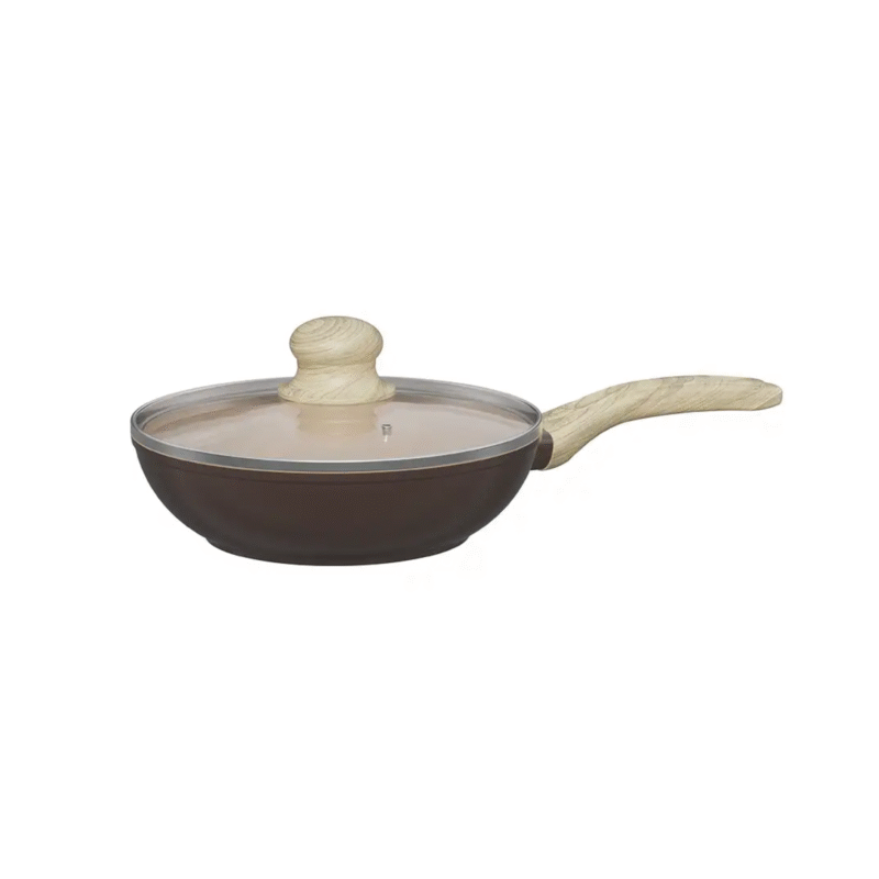 Shogun Mini 2 Ceragan Ceramic 20 x 6.5cm Wok with Glass Lid, 1.4L (Induction) - Mocha