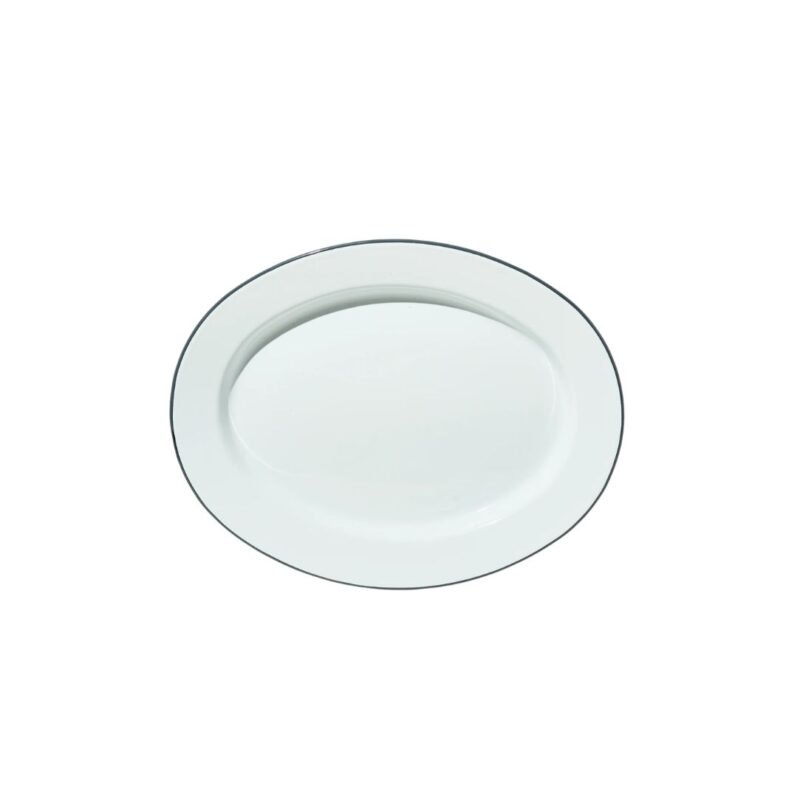 Falcon Oval Plate - White with Pigeon Grey rim